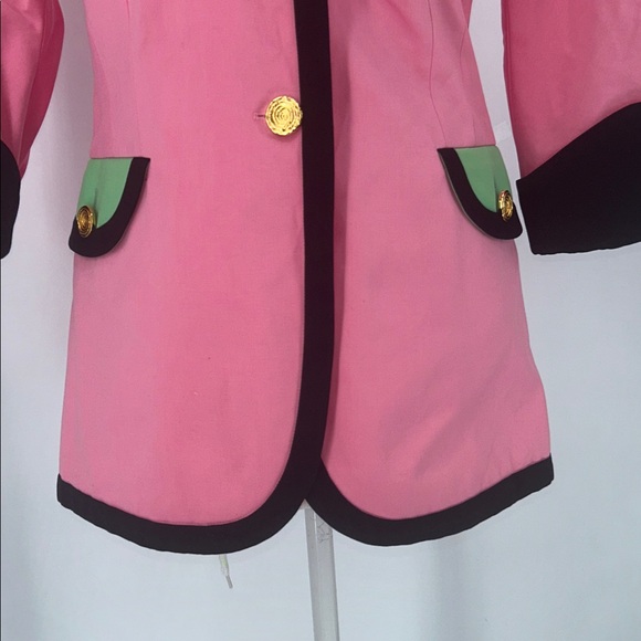 Escada by Margaretha Ley Pink Cotton Blazer Jacket Gold Buttons Size 42 Vintage - Picture 9 of 14